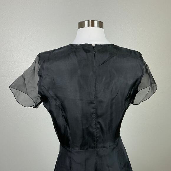 Sachin & Babi Beaded Chiffon Fit and Flare Cocktail Dress Black Size 8 - Picture 9 of 13